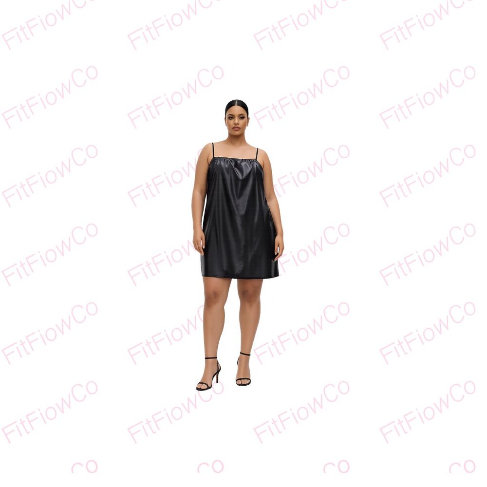 PrettyLittleThing Plus Black Metallic Bodycon Slip Dress UK 20 / US 16 NWT